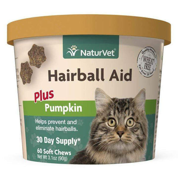 NaturVet Hairball Aid Plus Pumpkin Soft Chews for Cats