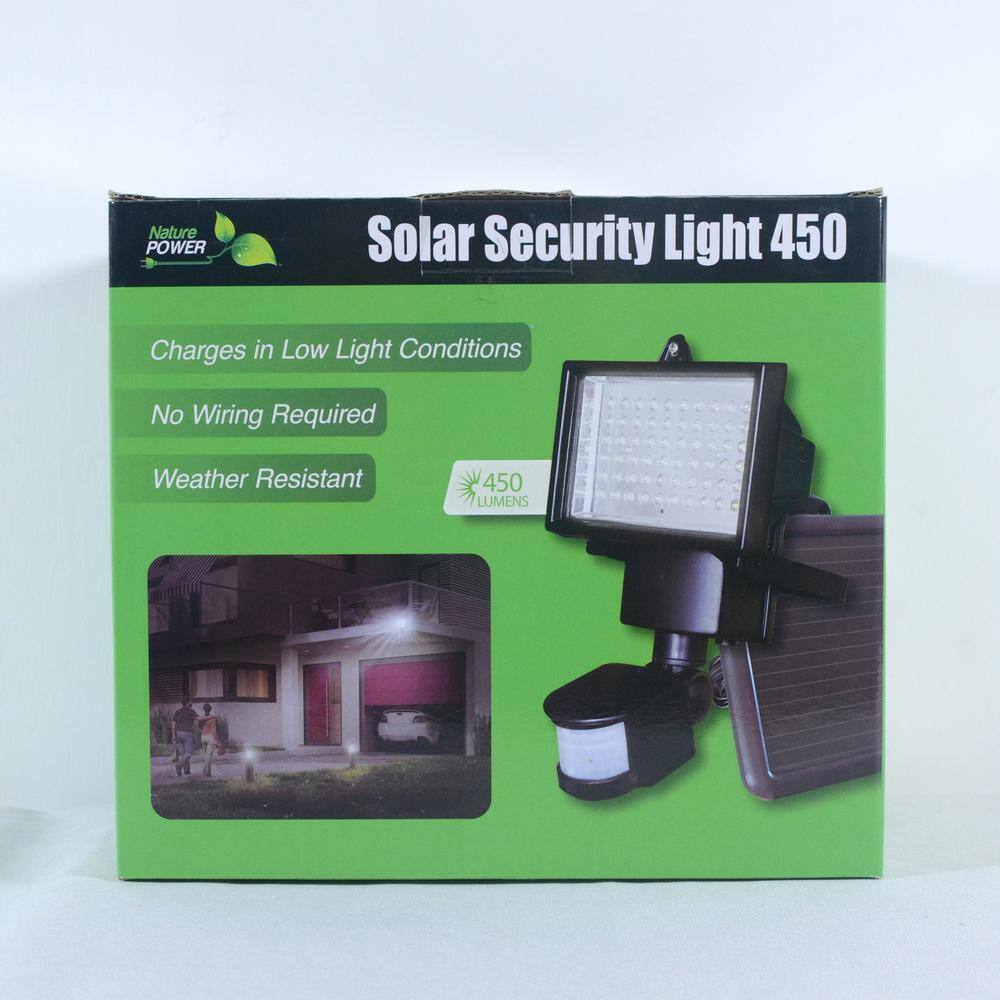 NATURE POWER 60 Integrated LED Black Outdoor Solar Powered Motion Activated Security FloodLight 22050