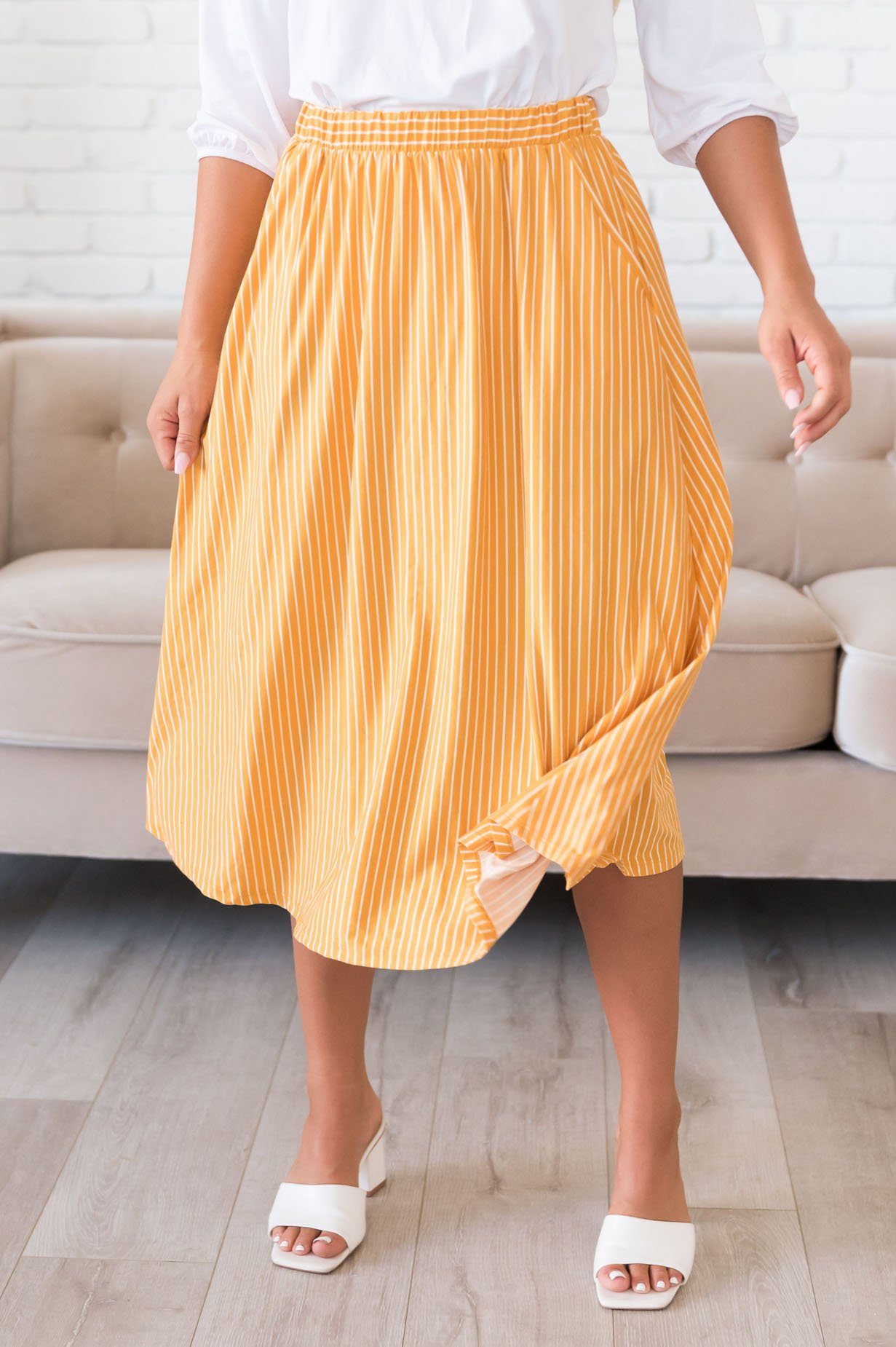 Stay Casual Striped Modest Skirt