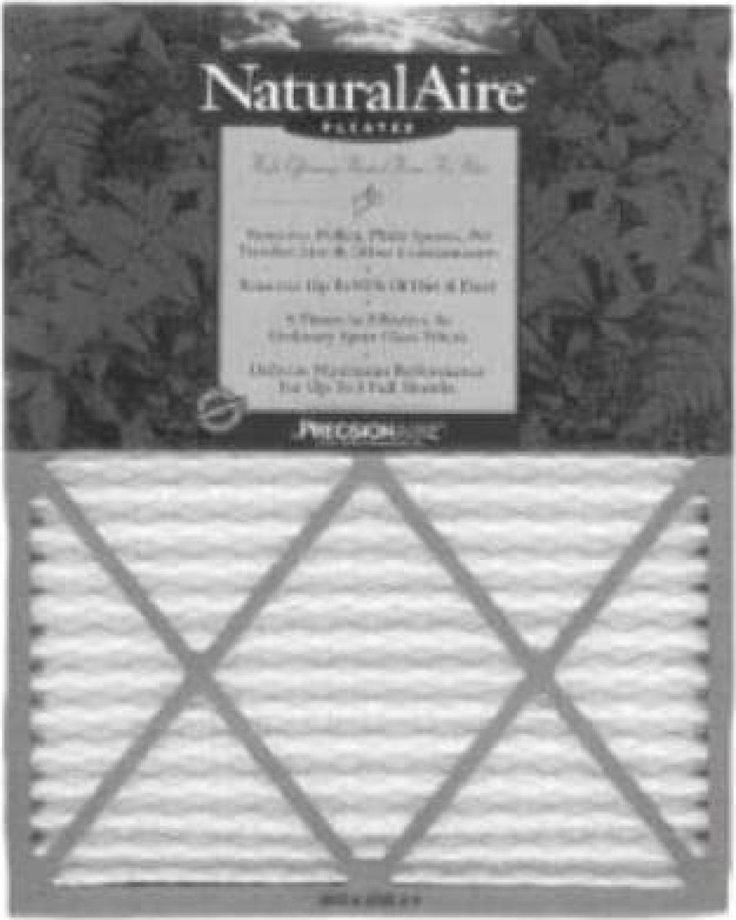 16x25x1， Naturalaire Standard Air Filter Merv 8， 84858.011625， Pack12