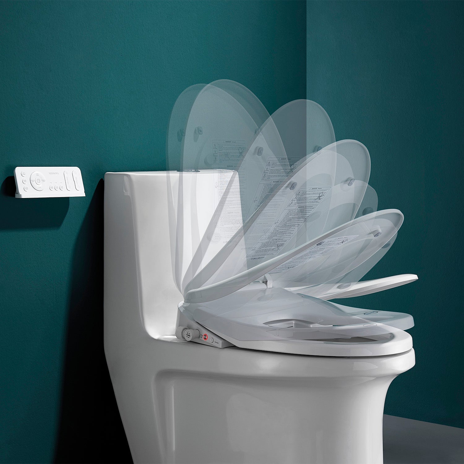 Vinnova Teramo Smart Bidet Toilet Seat in White w/ Remote Control & Nightlight