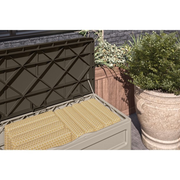 Suncast Resin Deck Box With Wheels 78gal Taupe brown