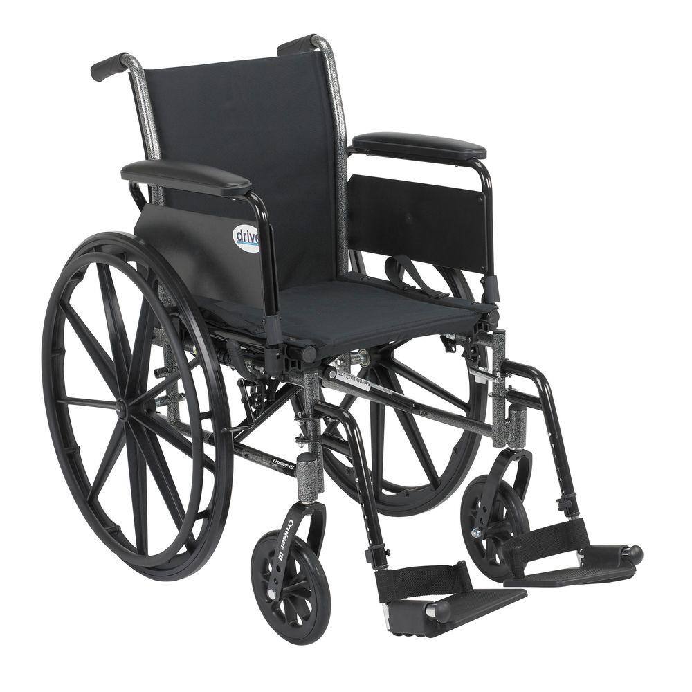 Drive Medical Cruiser III Wheelchair with Removable Flip Back Arms Full Arms and Swing-Away Footrests k318dfa-sf