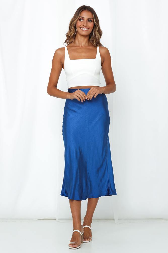 Gotta Hit The Road Midi Skirt Royal Blue