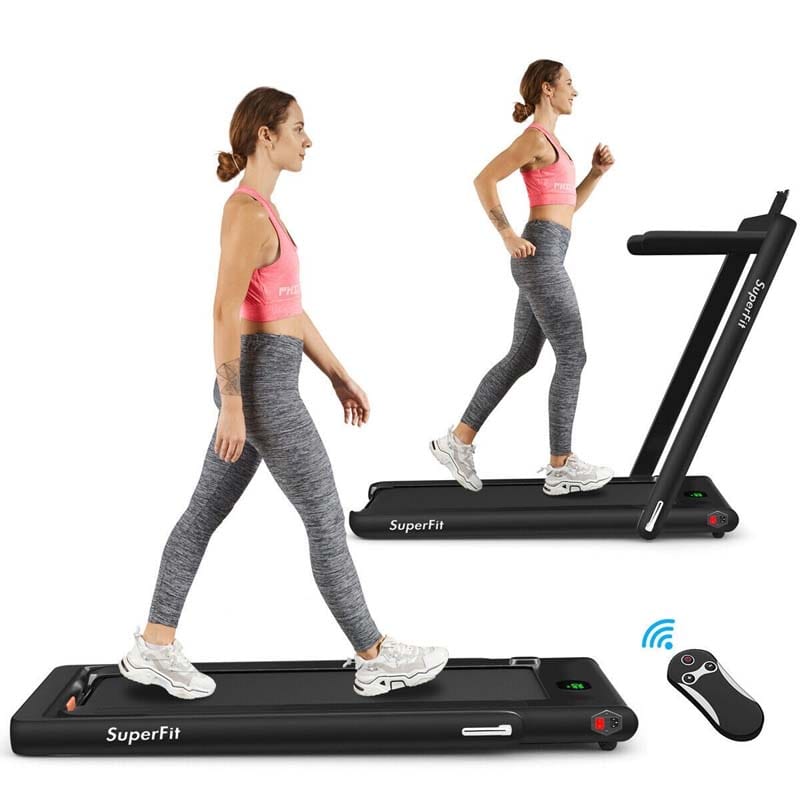 2 in 1 Folding Electric Treadmill for Home Gym, 2.25HP Under Desk Treadmill, Portable Walking Running Machine with Bluetooth Speaker