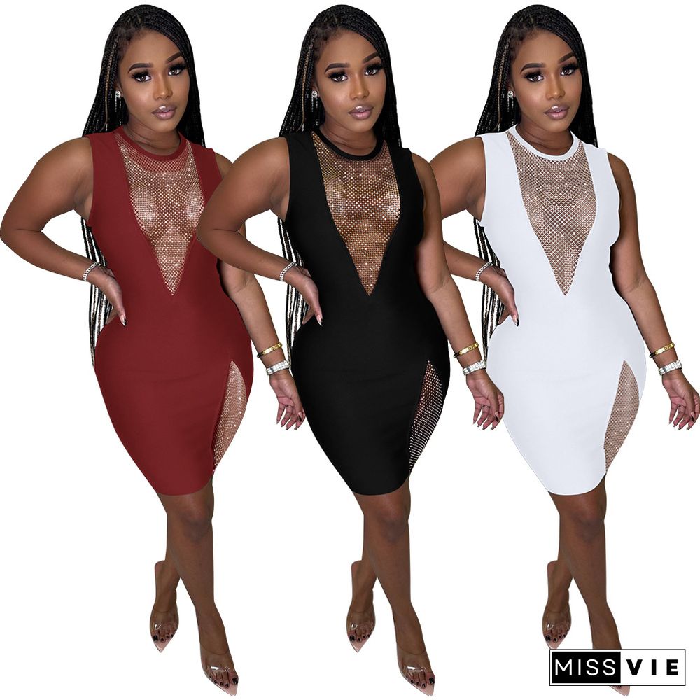 Sleeveless Hot Drill Bodycon Dress