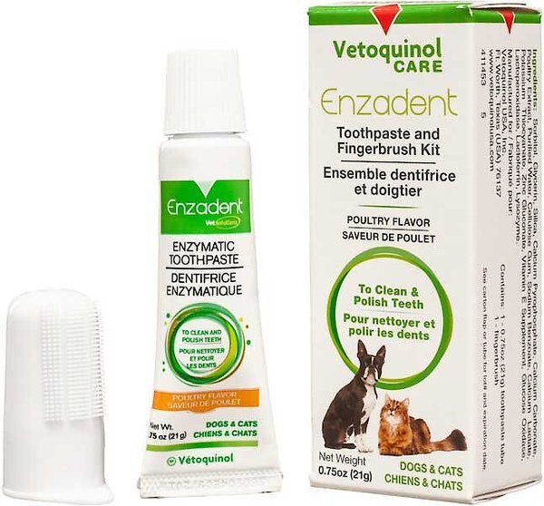 Vetoquinol Enzadent Enzymatic Poultry Flavor Dog and Cat Fingerbrush Dental Kit