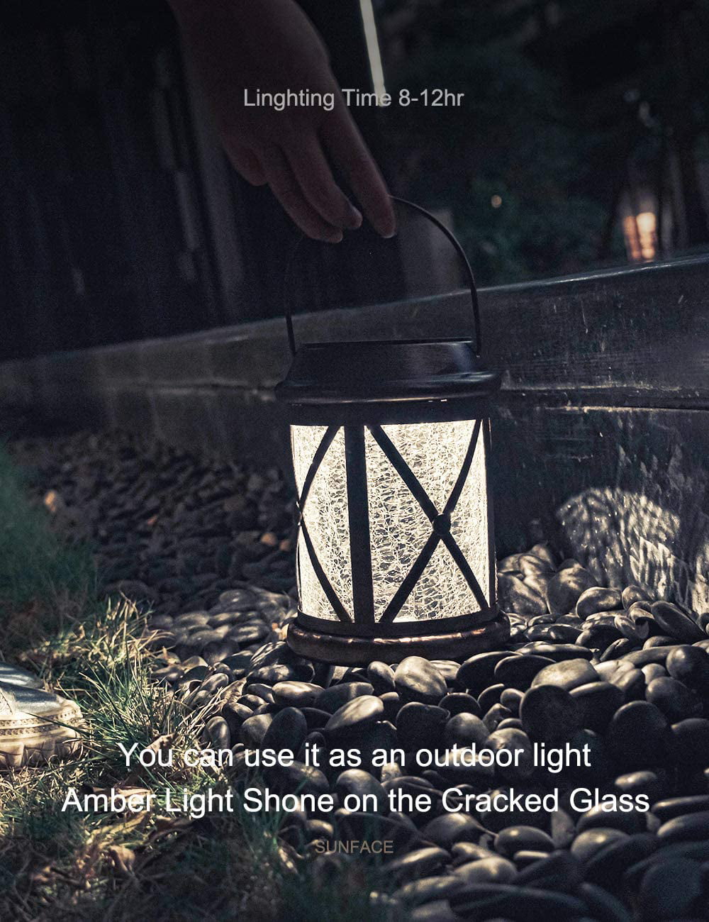 Solar Hanging Lantern， Outdoor Lighting Decorative Light  - Crack in The Glass