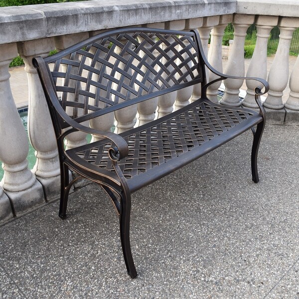 Outdoor Aluminum Modern Black Bronze Grey White Patio Bench Loveseat