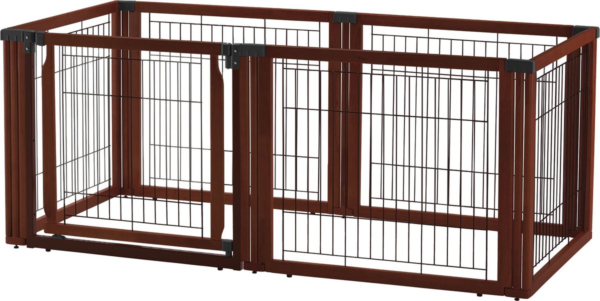 Richell 6-panel Convertible Elite Dog and Cat Gate， Cherry Brown