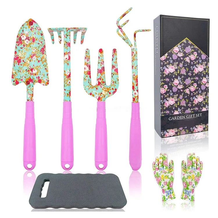 Garden Printing Six Piece Set Garden Gift Pointed Shovel Rake Gloves