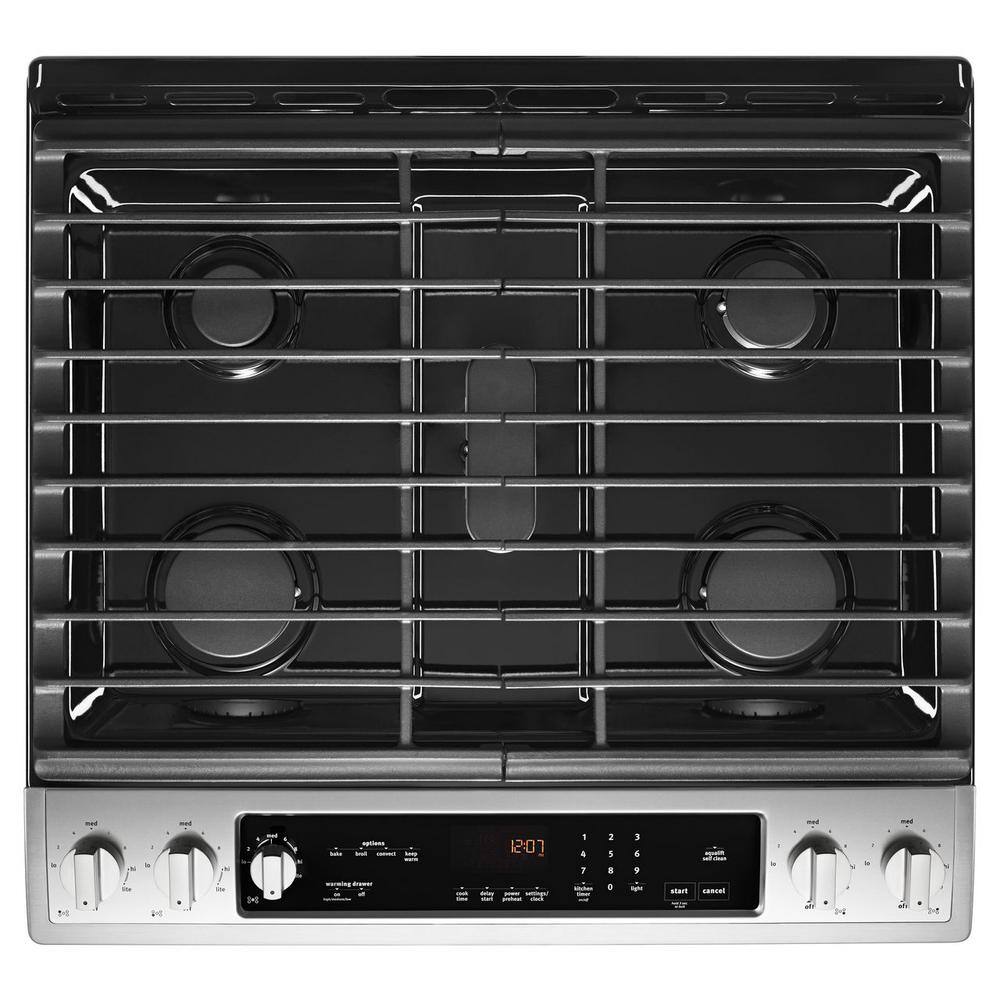 Maytag 5.8 cu. ft. Slide-In Gas Range with True Convection in Fingerprint Resistant Stainless Steel MGS8800FZ