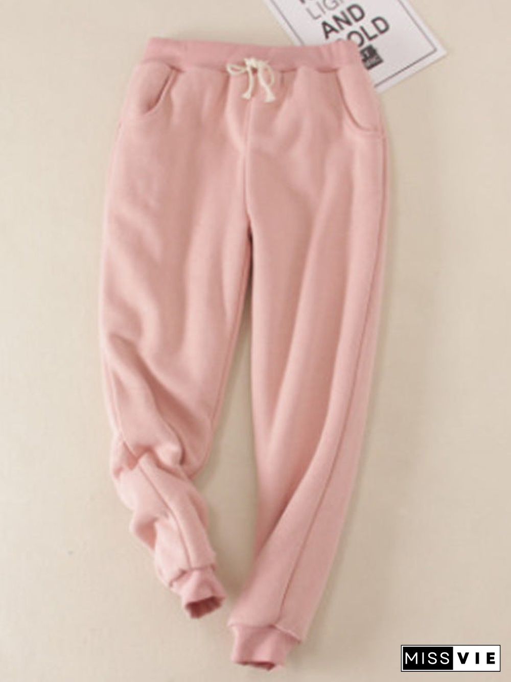 Casual Fluff/Granular fleece fabric Loose H-line Pants