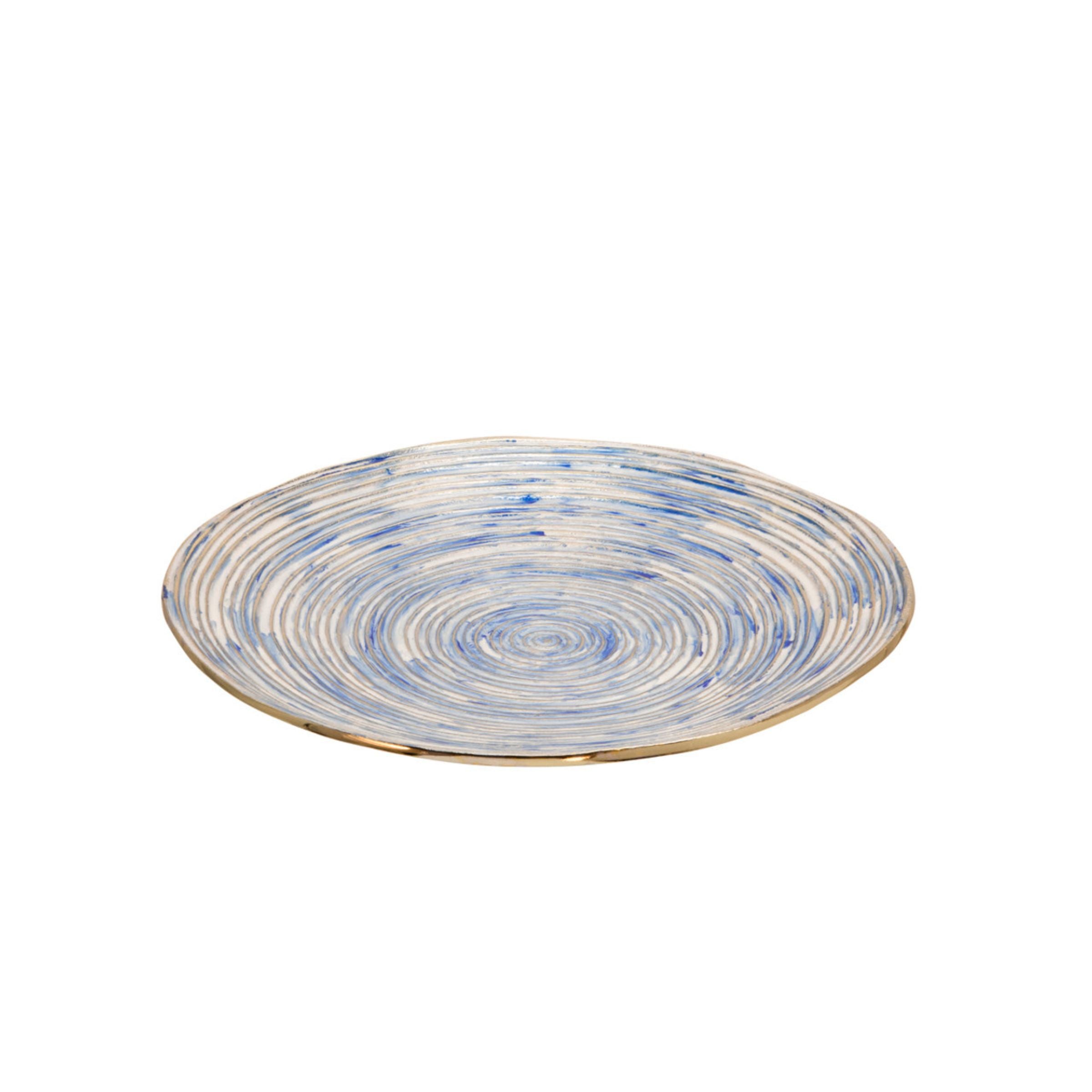 Set Of 2 Decorative Metal Swirl Tray - Blue/Multi 15559