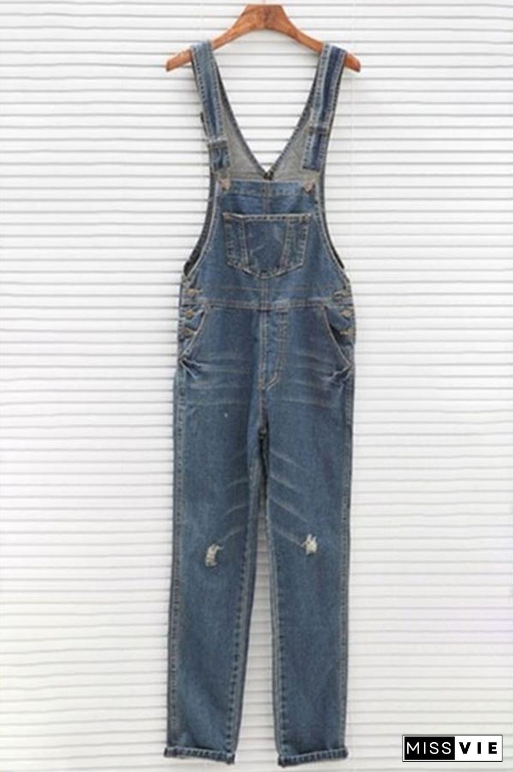 Casual Ripped Denim Overalls P10588