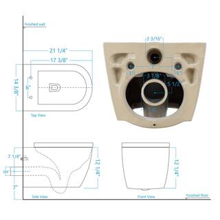 WOODBRIDGE Wall Hung 1-Piece 1.28 GPF Dual Flush Elongated Smart Toilet in White with Concealed Tank Flush Plates Seat Included HT0065