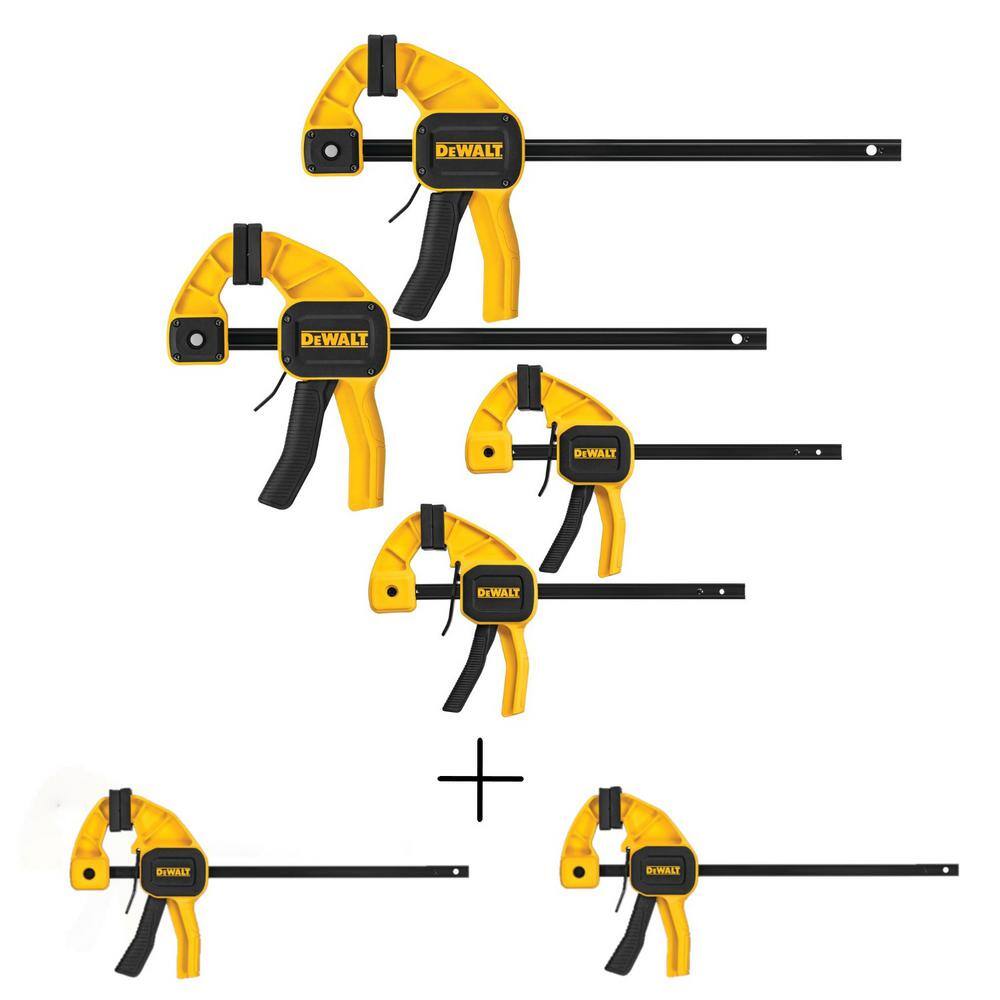 DW Medium and Large Trigger Clamp (4 Pack) and 4.5 in. 35 lbs. Trigger Clamp with 1.5 in. Throat Depth (2 Pack) DWHT83196W83191