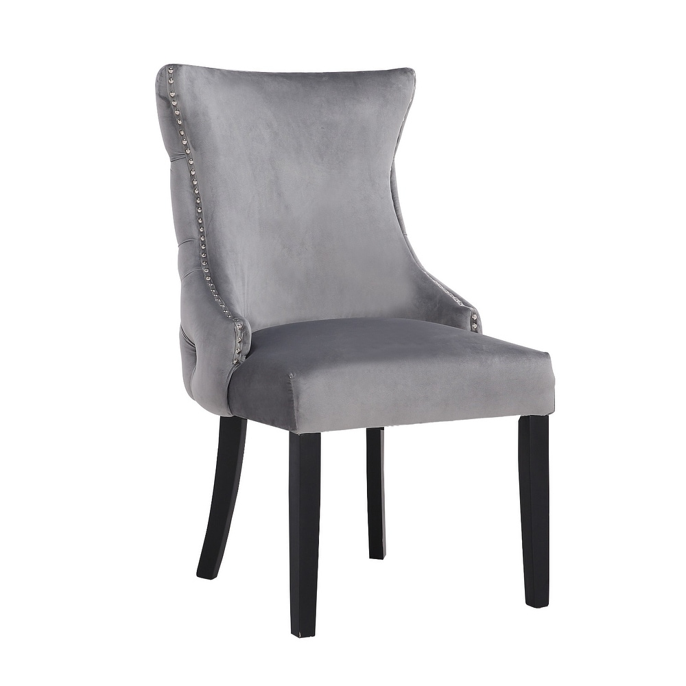 Modern Velvet Dining Chair With Wooden Legs  (Set of 2)