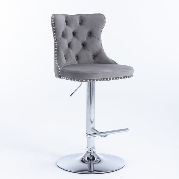 Swivel Velvet Barstools Adjusatble Seat Height