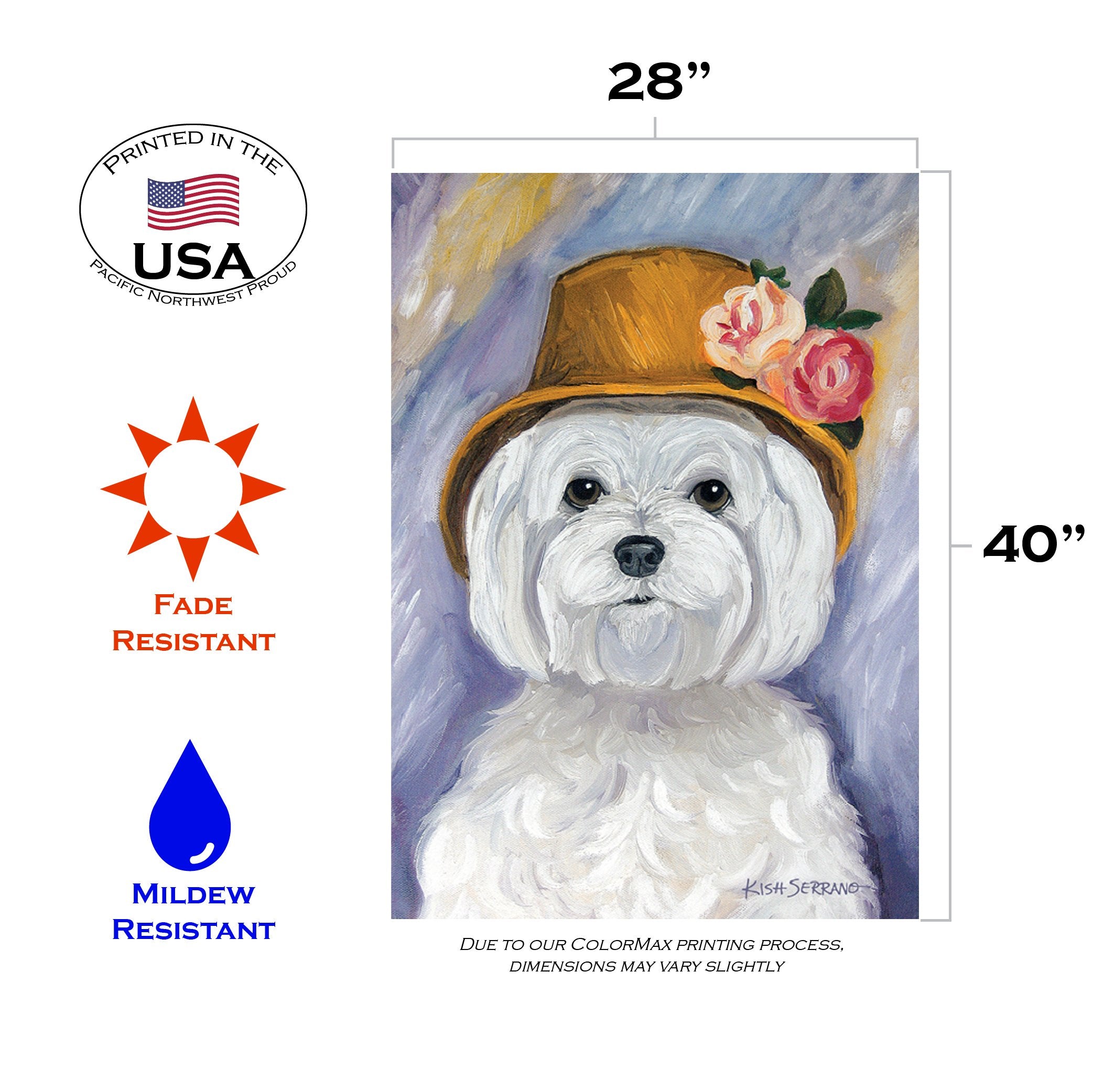 Toland Home Garden Ruffoir-Maltese Maltese Dog Flag Double Sided 28x40 Inch