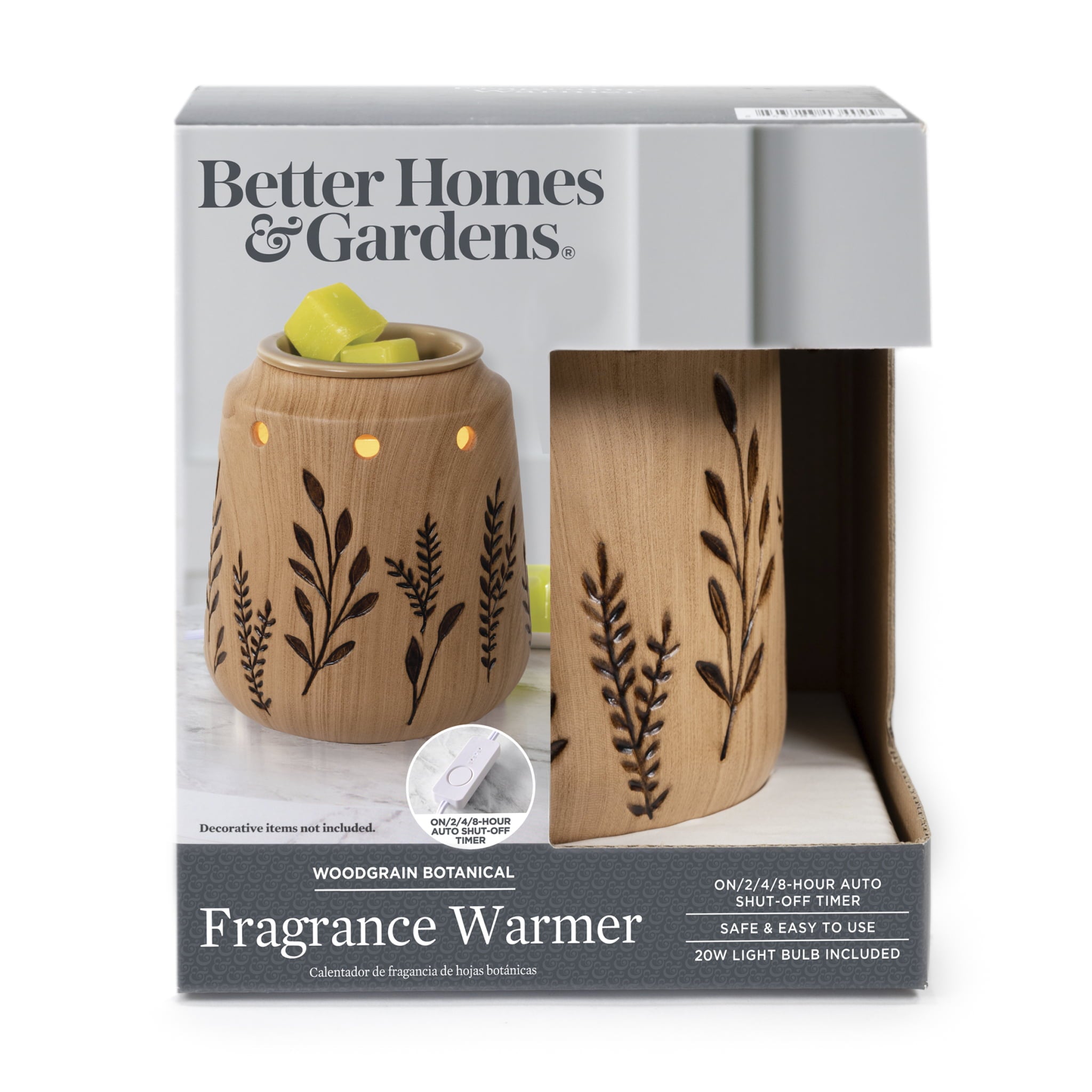 Better Homes and Gardens Full Size Fragrance Warmer， Woodgrain Botanical