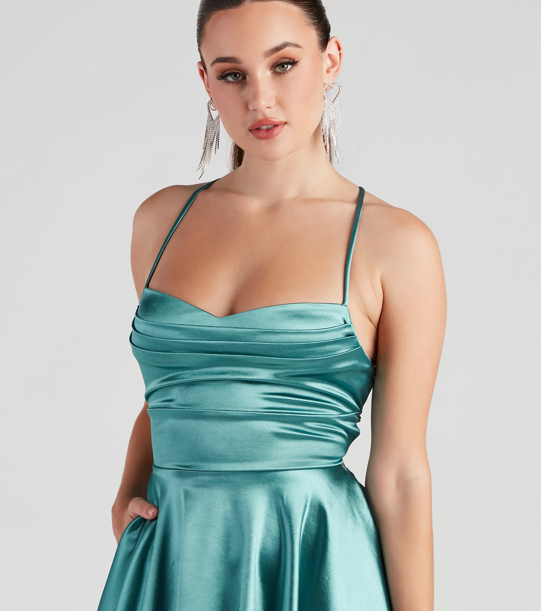 Sleek And Flirty Satin Skater Dress