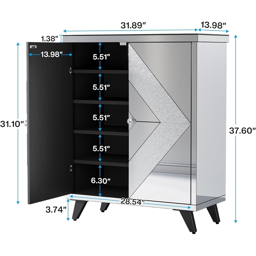 Modern Mirrored Storage Cabinet with 2 Doors