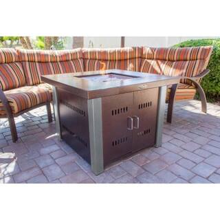 AZ Patio Heaters 38 in. Steel Propane Firepit with Antique BronzeStainless Steel Finish GS-F-PCSS