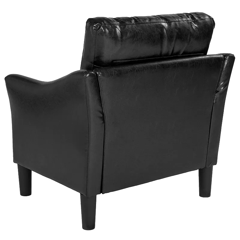 Emma and Oliver Living Room Slanted Arm Chair Single Seat Couch in Brown LeatherSoft