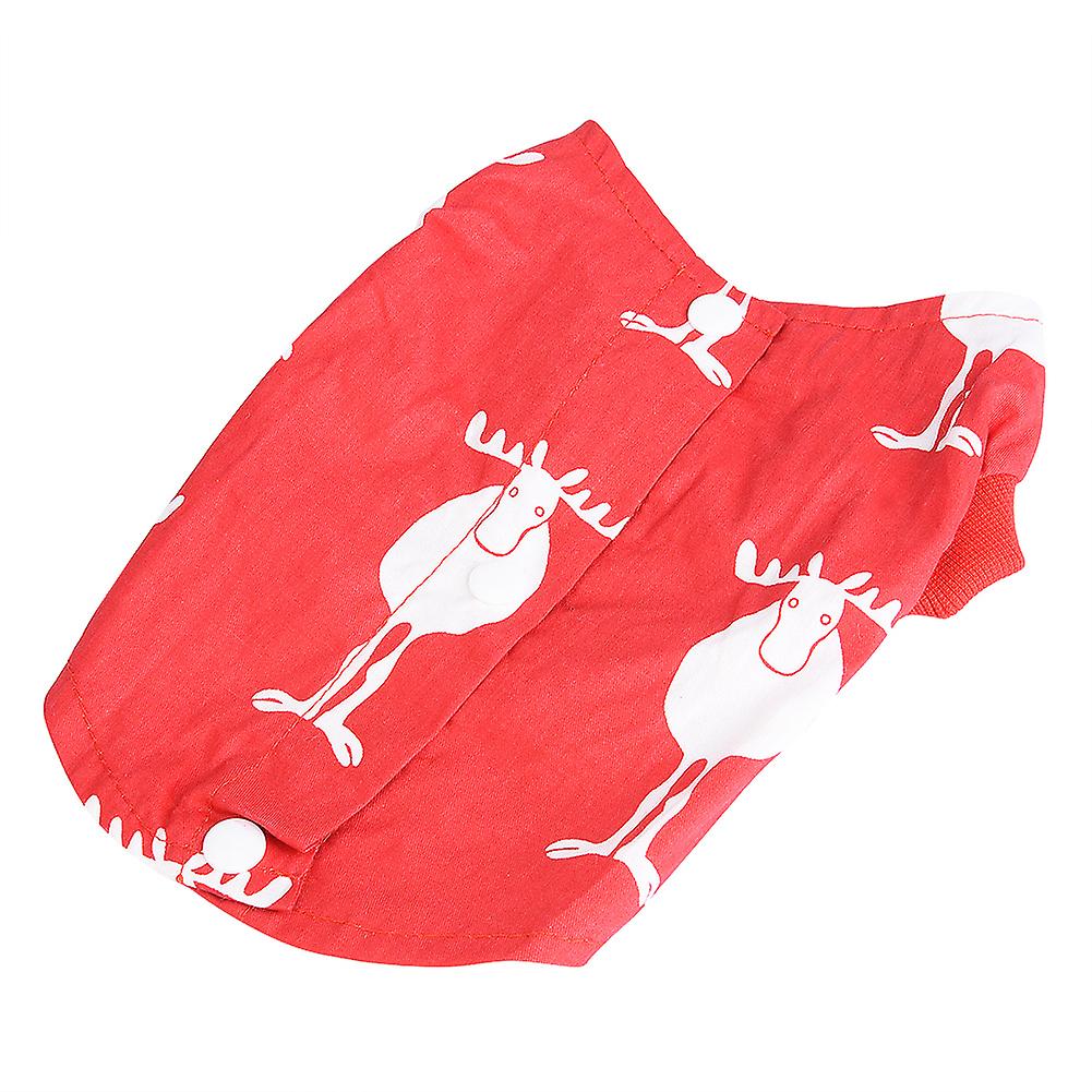 Pet Clothes Christmas Deer Red Vest Dog Sleeveless Shirt For Medium Small Dogs(s)