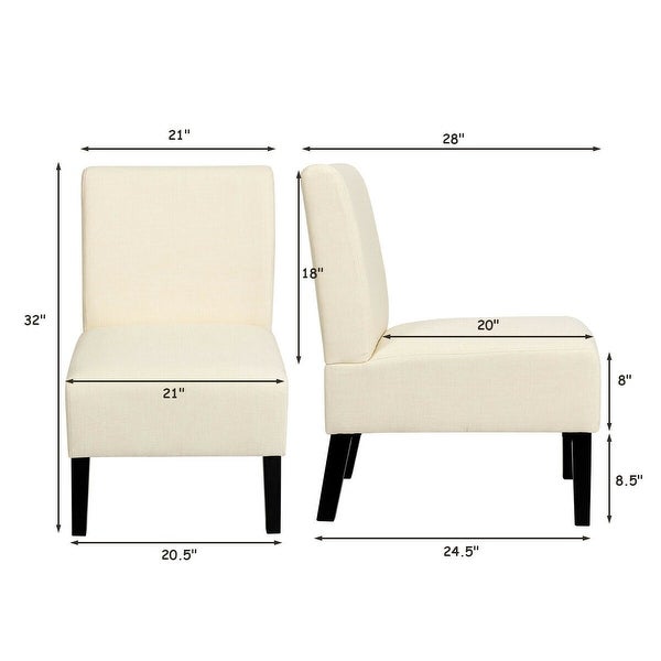 GZMR Armless Accent Chair with Rubber Wood Legs