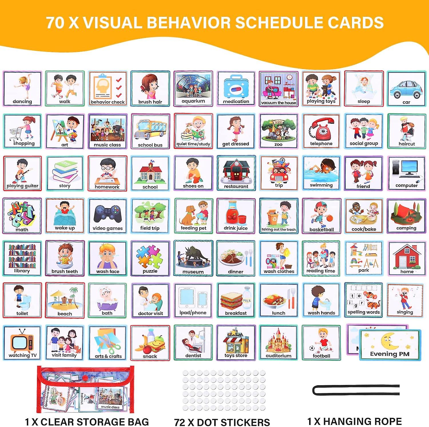 173pcs Visual Schedule Calendar For Kids， Toddler Daily Chore Routine Chart Set Autism Learning Materials Toddler Visual Schedule