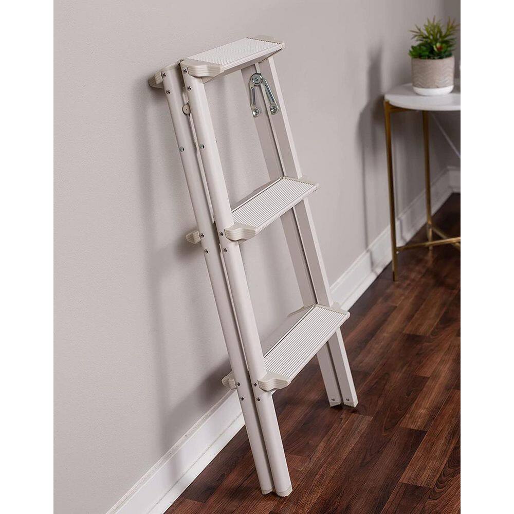 BirdRock Home 2.5 ft. 3-Step Silver Compact Steel Step Ladder 8 ft. Reach 11697