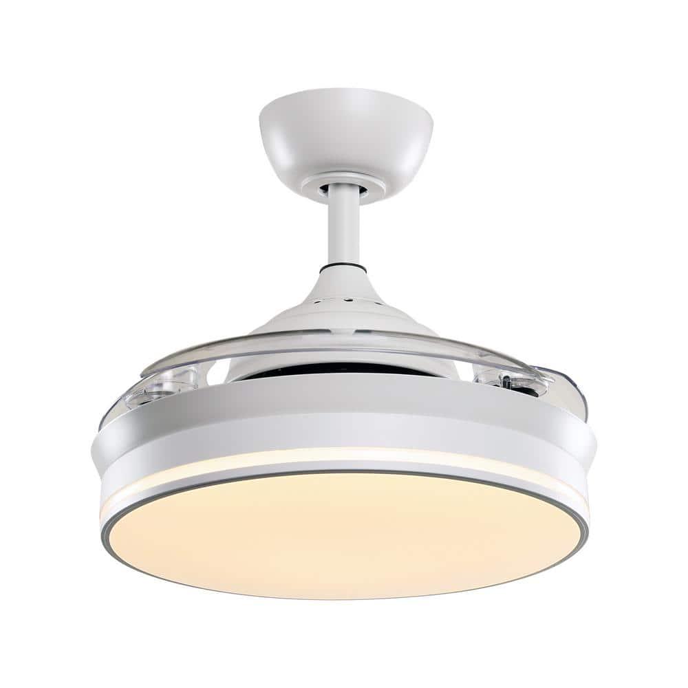 Parrot Uncle Ericksen 36 in Retractable White Ceiling Fan Chandelier with Light and Remote Control