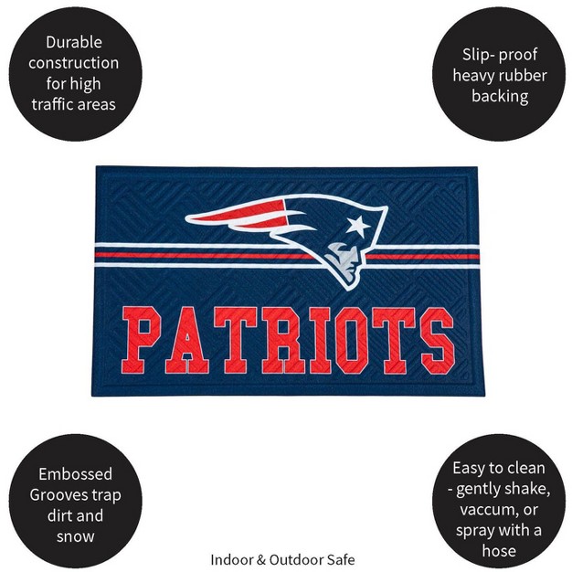 Evergreen Nfl New England Patriots Embossed Mat Cross Hatch Indoor And Outdoor Doormat