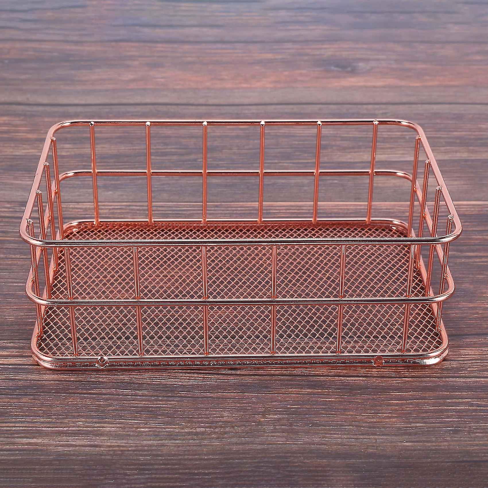 Storage Basket Metal Wire Bathroom Shelves Makeup Organiser Gold Brush Pen Holder Wire Mesh Bathroo