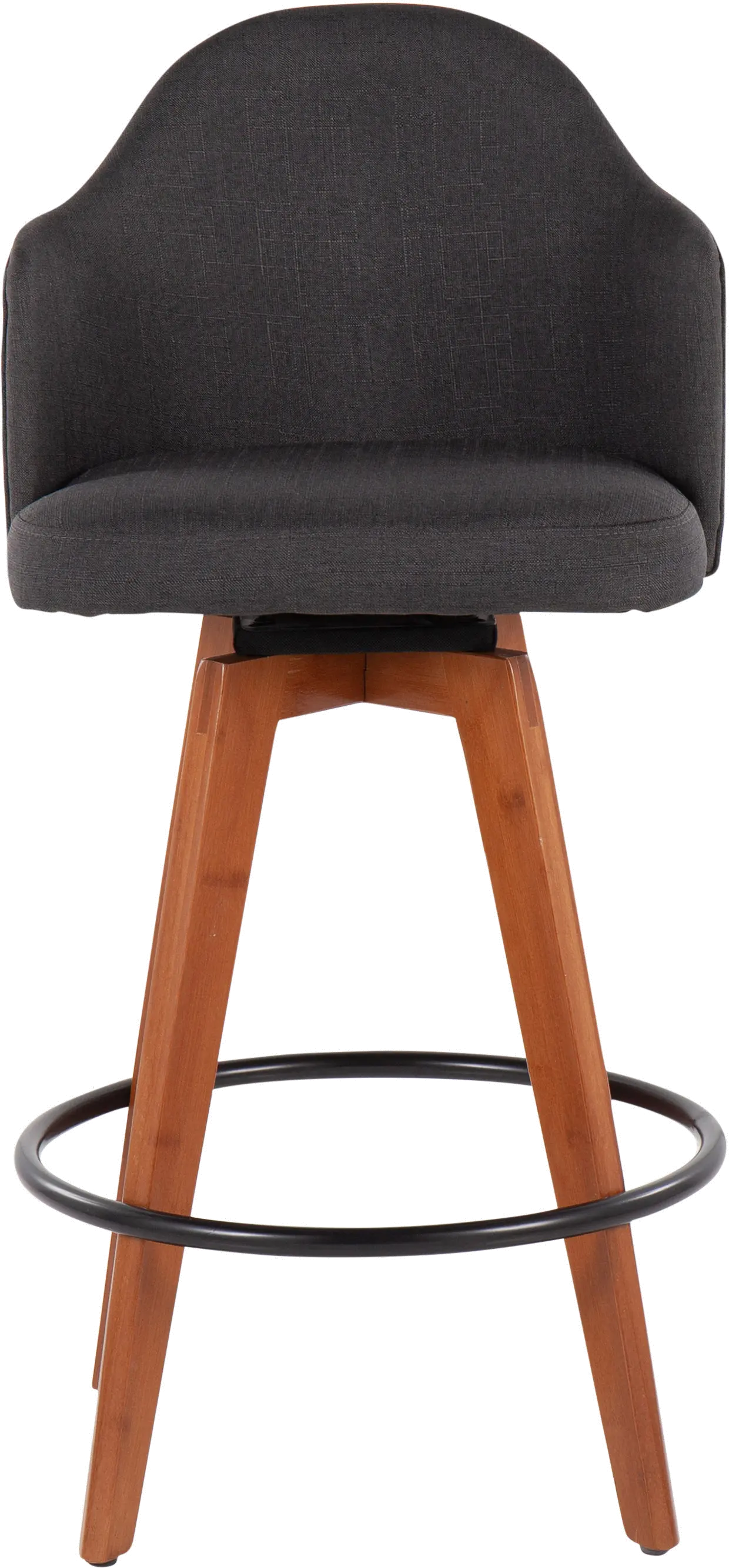 Ahoy Swiveling Gray Counter Stool with Walnut Legs， Set of 2