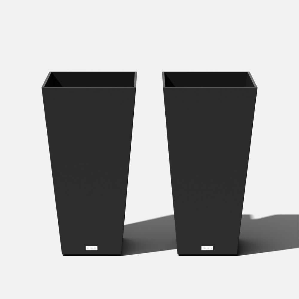 Veradek Midland 30 in. Black Plastic Tall Square Planter (2-Pack) MV32B-2PK