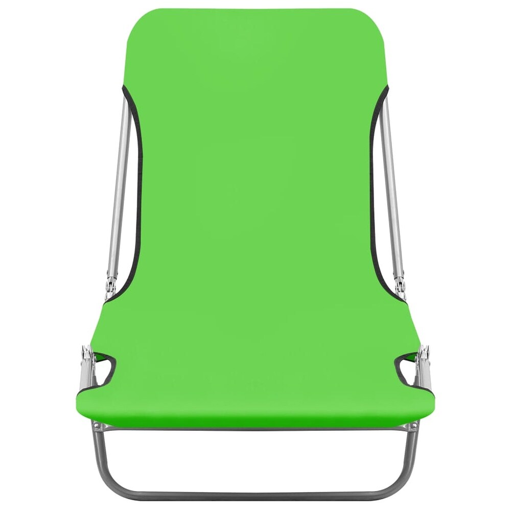 vidaXL Folding Sun Loungers 2 pcs Steel and Fabric Green