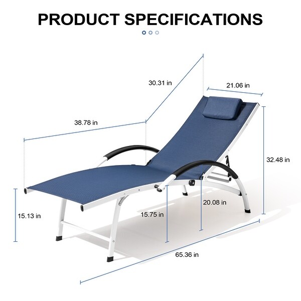 Crestlive Outdoor Adjustable Reclining Chaise Lounge Chair with Arms and Headrest，Aluminum or Steel Frame Options