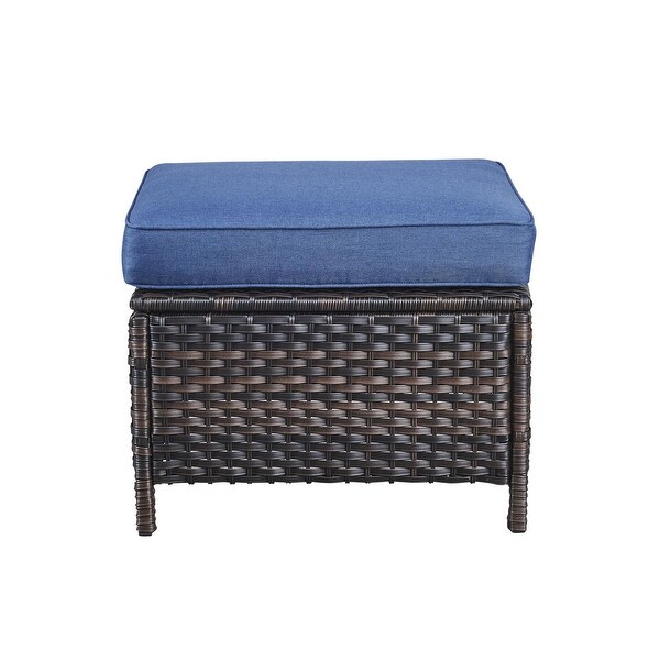 2 Piece Outdoor Ottoman Wicker Patio Ottomans