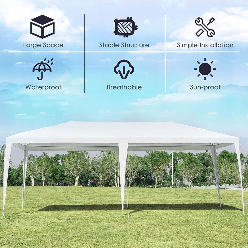 10 x 20 FT Outdoor Gazebo Canopy Tent Party Wedding Event Tent with Tent Peg & Wind Rope