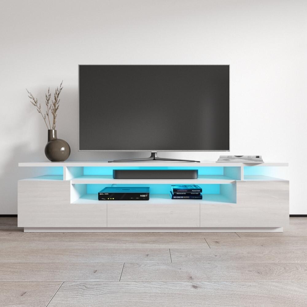 Strick   Bolton Sparkes 77 inch High Gloss TV Stand with LED Lights