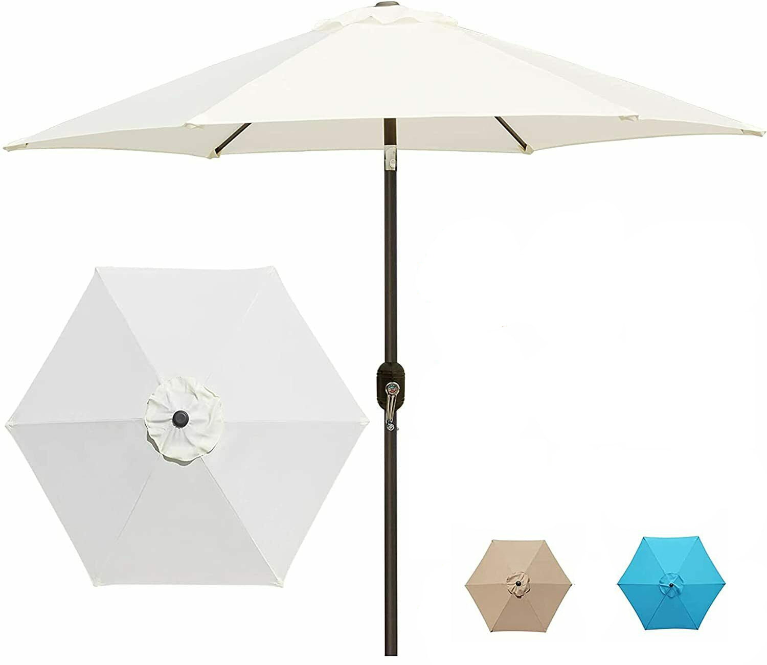 SUGIFT 7.5' Outdoor Market Patio Umbrella, Cream