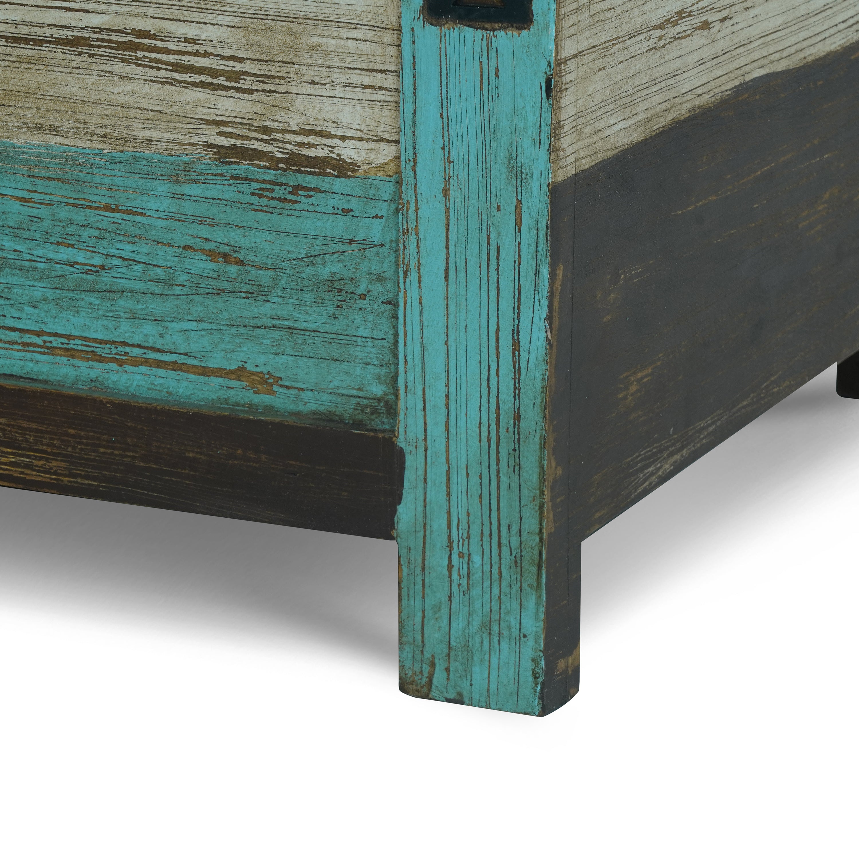 Templin Boho Handmade Distressed Mango Wood Storage Coffee Table, Multicolored