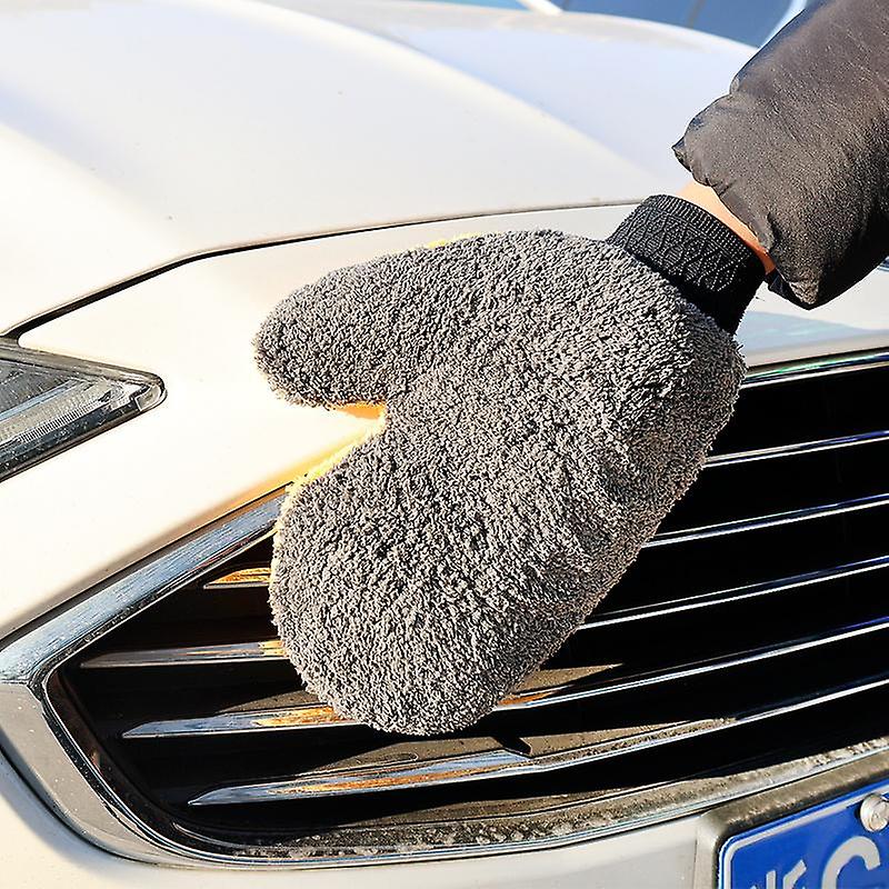 1pc Soft Car Washing Gloves Double-sided Fleece Microfiber Chenille Drying Cloth Car Body Window Tire Cleaning Glove Thicken