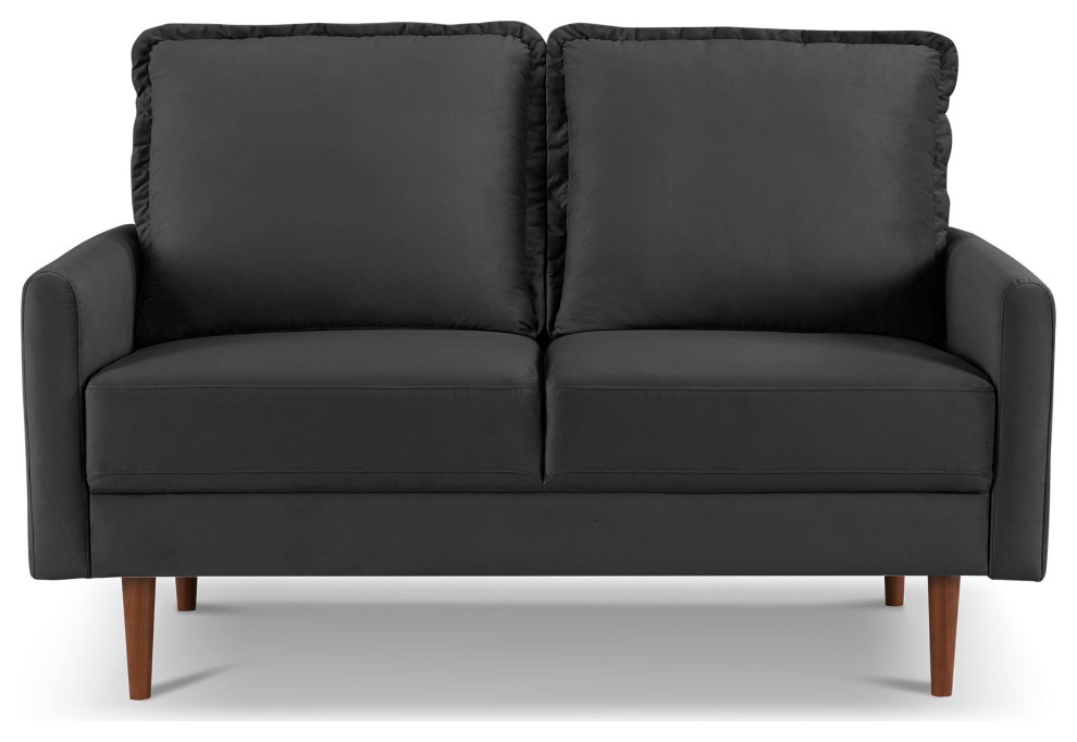 38.6H x 56.7W x 31.5D Blue Velvet Upholstered Loveseat   Midcentury   Loveseats   by IDEAZ International  LLC  Houzz