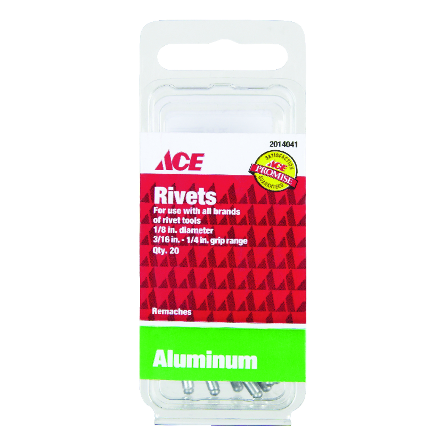 Ace 1/8 in. D X 1/4 in. Aluminum Rivets Silver 20 pk