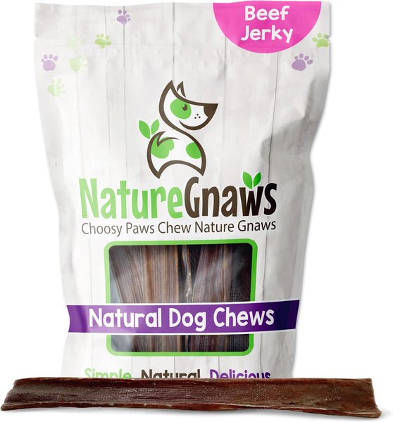 Nature Gnaws Beef Jerky Chews Dog Treats， 9 to 10-in