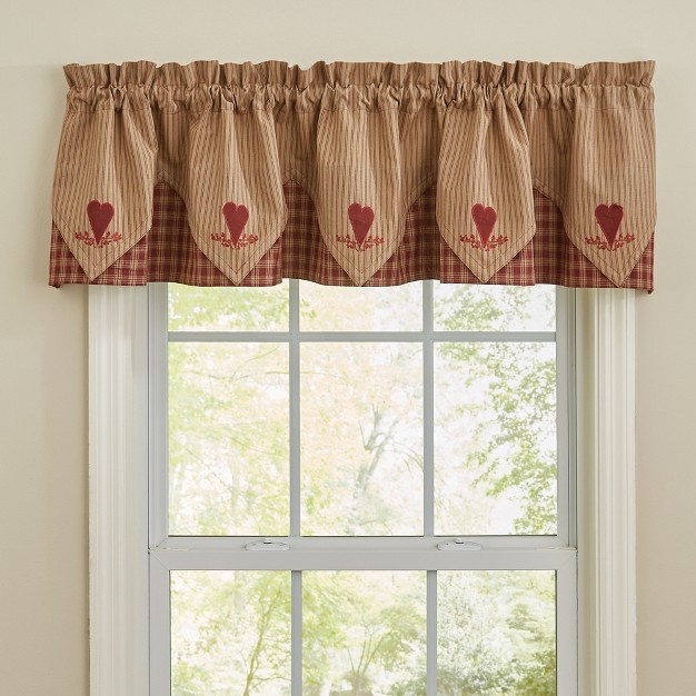 Park Designs Red Sturbridge Heart Embroidered Point Valance